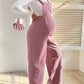 Casual Corduroy Maternity Overalls with Adjustable Straps