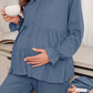 Elegant Solid Color Waffle Pajama Set for Pregnant Women