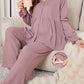 Elegant Solid Color Waffle Pajama Set for Pregnant Women