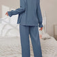Elegant Solid Color Waffle Pajama Set for Pregnant Women