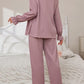 Elegant Solid Color Waffle Pajama Set for Pregnant Women