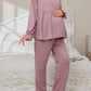 Elegant Solid Color Waffle Pajama Set for Pregnant Women