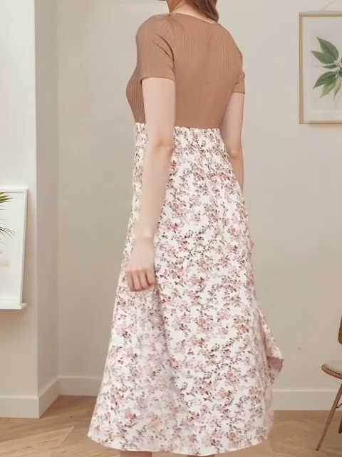 Elegant Floral Maternity & Nursing Dress
