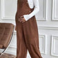 Casual Maternity Corduroy Overalls Jumpsuit with Adjustable Waist